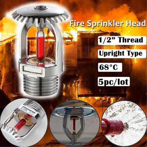 Lot de 5 têtes d'extincteur automatique (155 °F) têtes d'extincteur verticales à jet d'eau vers le haut (68 °C) réponse rapide raccord NPT 1/2 pouce (1/4)