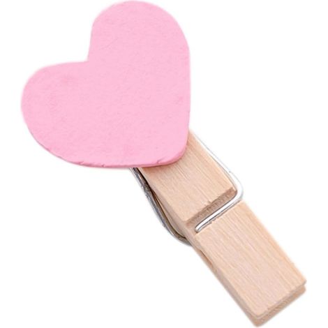 50 dekorative Fotoklammern aus Holz für die Wand, Hausform, rosa Holz