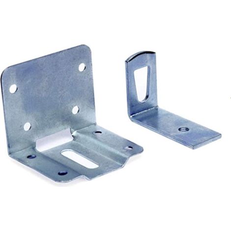 CONFEZIONE DA 2 PEZZI - LASTRINE A SQUADRA CORTA REGOLABILI PER FISSAGGIO PENSILI - 55x22MM - ZINCATE