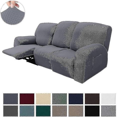 Housse extensible pour canapé inclinable, motif à carreaux, 1-2-3 places, housse intégrale antidérapante, convertible, pour fauteuil relax (taille) (1/5)
