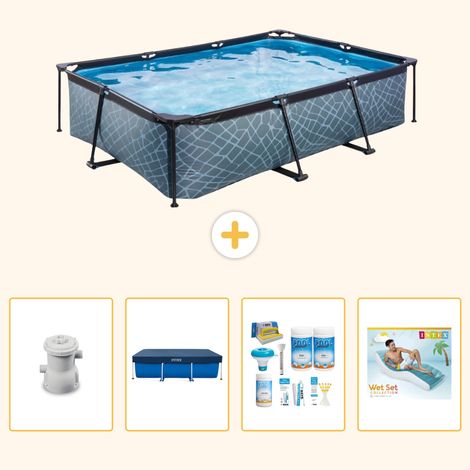 Exit-toys Piscine Exit Rectangulaire - Effet Pierre - 300x200x65 cm - 5-pièces  S335 (1/5)