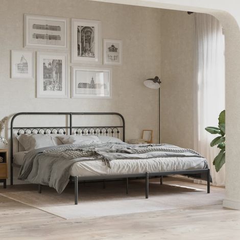 Metal Bed Frame without Mattress with Headboard Black 183x203cm vidaXL (1/5)