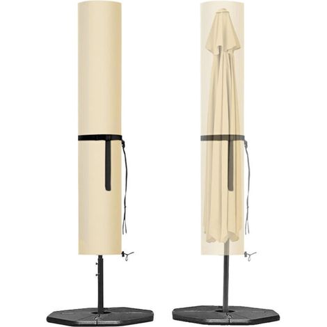 Housse de parasol déporté imperméable et anti-UV – Beige 190 x 50/50 cm, protection complète avec perche incluse