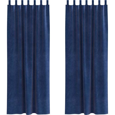 Rideaux avec des rideaux 2 pcs Bleu foncé 140 x 260 cm Velours CFW15529 (1/4)