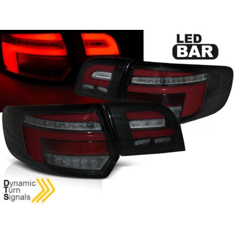 Paire de feux arriere Audi A3 8P sportback de 2003 a 2008 FULL LED BAR rouge et noir