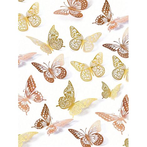 Autocollants muraux papillons 3D, 4 styles, 3 tailles. Décorations d'anniversaire, décorations de fête, décorations de gâteau (1/4)