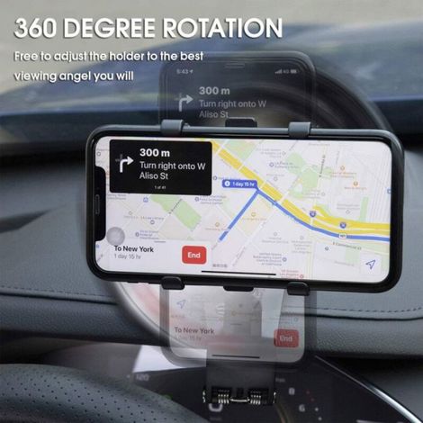 Support de téléphone voiture rotatif à 360°, tableau de bord pour smartphones de 4 à 7 pouces, pratique pour GPS (1/5)