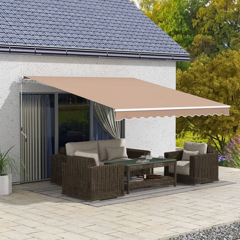 Tenda da Sole per Esterno Avvolgibile a Bracci con Apertura a Manovella, 350x250 cm, Marrone