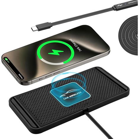 Chargeur Induction Voiture, 10W Tapis de Charge sans Fil Rapide Antidérapant, Support Telephone Voiture Induction Universel pour Casques de Téléphone Portable, etc. (TypeC 1m) (1/5)