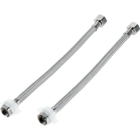 2 pièces de raccord flexible en tube, tuyau de raccordement en acier inoxydable G1/2" x G1/2", tuyau blindé pour robinet, tresse flexible pour douche pour robinet mitigeur (30cm) (1/5)
