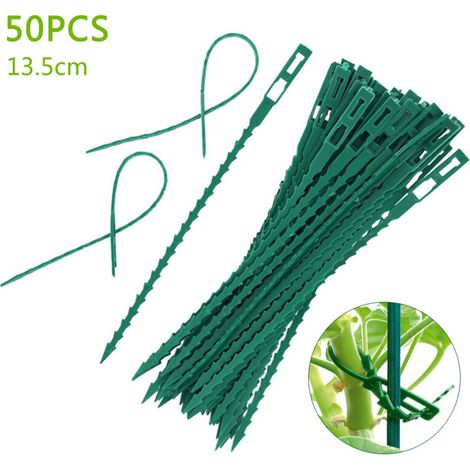 Kabelbinder für den Garten – 50er-Packung wiederverwendbare, korrosionsbeständige Kabelbinder aus Kunststoff – 13,5 cm und 17 cm lang – für Büro, Wohnzimmer, Heimkino