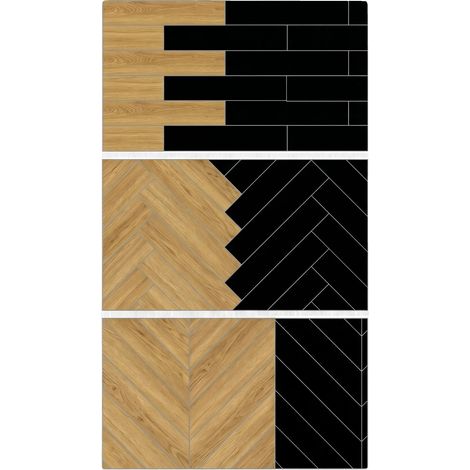 Baldosas para suelo, PVC autoadhesivo, diseño impermeable, 01 Estilo 60x15 cm, 30 piezas-a, 60 piezas-b (1/2)