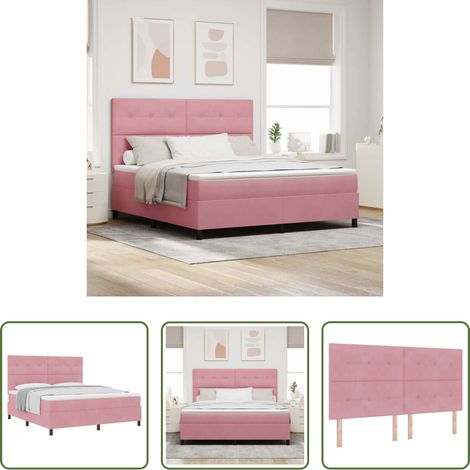vidaXL Kopfteil - Boxspringbett mit Matratze mit Kopfteil Rosa 180 x 200 cm Samt (1/5)