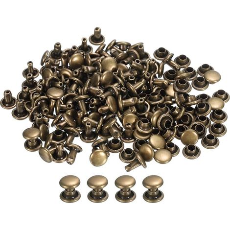 100 Sets Leather Rivets 6 x 6 mm Handbag Bronze (1/4)