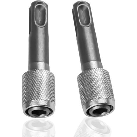 Adaptateur porte-foret SDS-Plus 6,35 mm (1/4") 2 pièces - Convertisseur à tige hexagonale pour perceuses à percussion et marteaux, accessoires de bricolage polyvalents et durables (1/5)