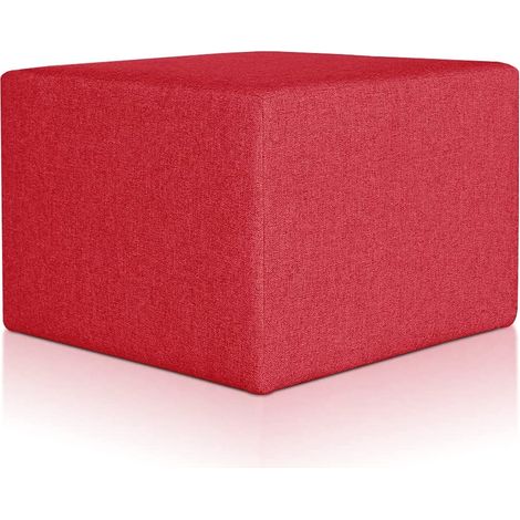 EVERGREENWEB Pouf poggiapiedi 63x63 cm per Divano Sgabello Cubo, tessuto Idrorepellente: Pouf design moderno per soggiorno camera da letto, Puff salotto, Pouffe Rubino ROSSO (1/4)