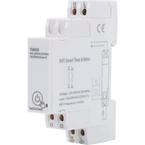 Compteur Minuterie Intelligent Tm608 Carril Din WiFi 2,4 GHz Compteur Énergie Monophasé Compteur Électrique 16 A 100-240 (1/5)