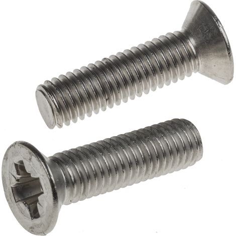 Vis à métaux RS PRO M8 à tête Fraisée Pozidriv en Acier Inoxydable, 30mm ( Prix pour Sachet de 25 )
