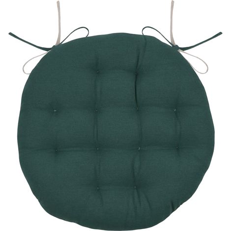 Galette de chaise ronde et bicolore Bleu Foncé 38x38 cm