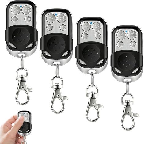 Telecomando universale per porta da garage compatibile con frequenza 433,92 MHz, telecomando wireless a 4 pulsanti per garage e auto - 4 pezzi (1/5)