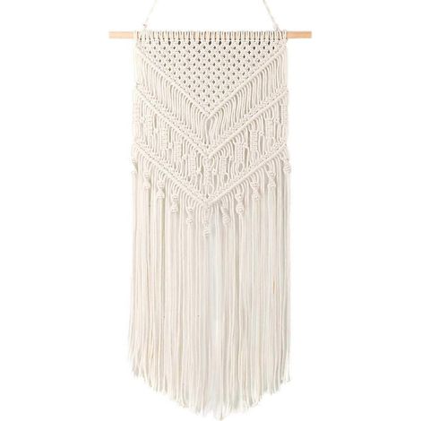 Décoration murale en macramé tissé - Style bohème chic, art géométrique, idéale pour appartement, chambre d'étudiant, salon, chambre à coucher ou chambre d'enfant. Décoration artisanale. (1/5)