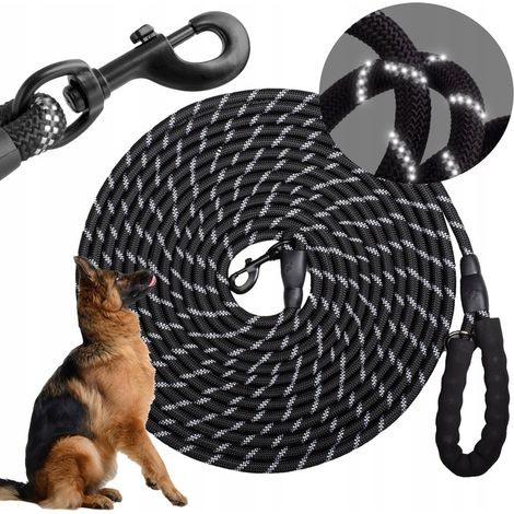 CORREA DE ADIESTRAMIENTO PARA PERROS, RESISTENTE, LARGA, GRUESA, REFLECTANTE, DURADERA, DE 10 M