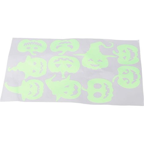 Sticker mural fluorescent d'Halloween, autocollant décoratif à motif citrouille sorcière (1/5)