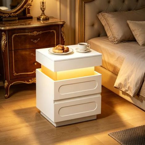 Table de chevet moderne avec chargeur intégré et tiroir (comprend une seule table de chevet) (1/5)