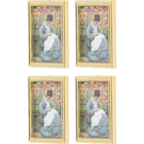 Ensemble de 4 pièces à l'échelle 1:12 pour peintures miniatures, cadres photo, décoration intérieure, accessoires de mobilier, maison de poupée, type de tableau miniature encadré 2. (1/5)