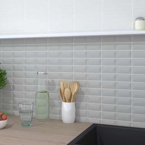 Matte Greige-Relief-Wandfliese für den Innenbereich 5x20 cm – Glenbrook Padded Rustic Greige (1/2)