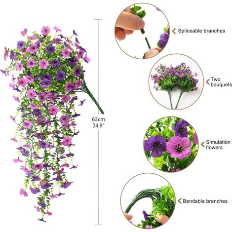 Künstliche Hängeblumen für die Frühlingsdekoration im Freien, 2 realistische Seidengänseblümchen für den Außenbereich, UV-beständig, für Veranda, Terrasse, Fenster, Gartendekoration