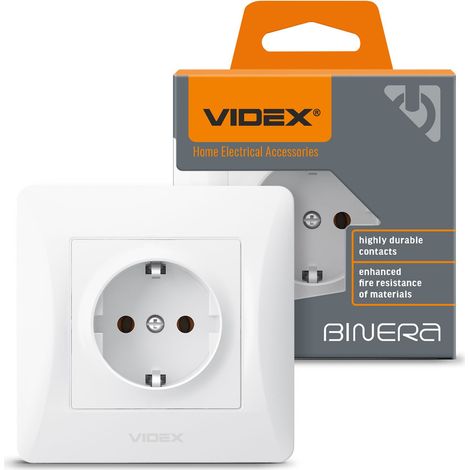 Prise Schuko simple 16 A blanche encastrée Videx Binera (1/5)