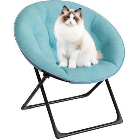 Chaise Lune Pliante en Fausse Fourrure – Grand siège Rond Confortable, Cadre robuste en métal noir, idéale Chambre, Salon, étude ou dortoir – Vert 100 (Douillet 1150) Pieds Noirs