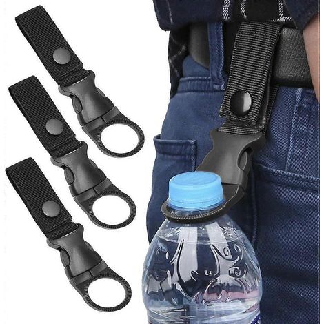 Lot de 3 porte-bouteilles avec boucle, support portable pour bouteille d'eau minérale (noir)