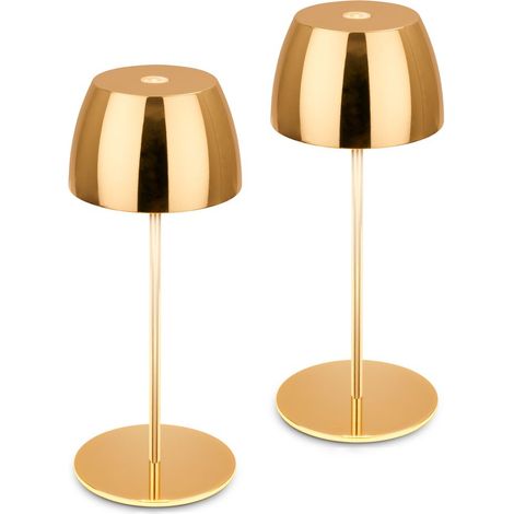 Briloner Serina Mini LED Tischlampe kabellos IP44, Dimmbar, Touch, Spritzwasserschutz, akku, gold, Ø8 x 20 cm