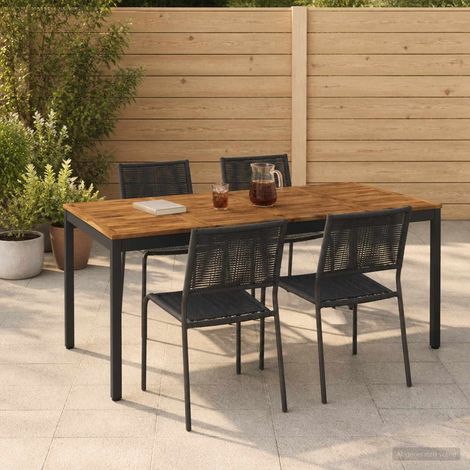 vidaXL Tavolo da cena da giardino Naturale e Nero 180 x 88,5 x 75 cm