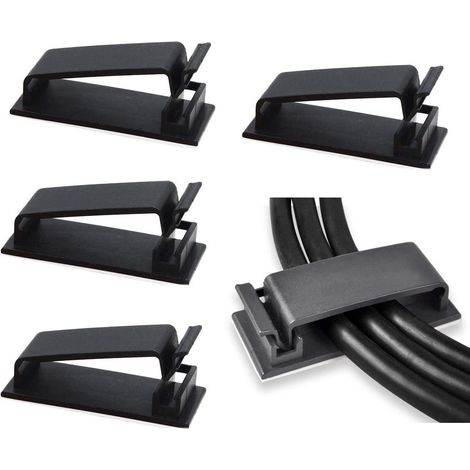 Support de câble autocollant pour plusieurs câbles, paquet de 10, noir (1/5)