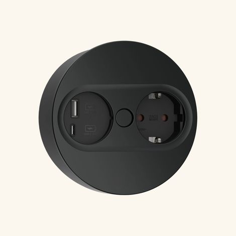 Prise plan de travail ECLIPSE ouverture automatique - 1 prise + USB-A + USB-C à encastrer noir mat (1/5)