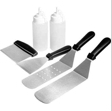 Kit D'Ustensiles Pour Grill - Spatules - Racleur-Coupeur - Distributeurs De Liquide - Pour Grill À Plaque Plate - 6 Pièces
