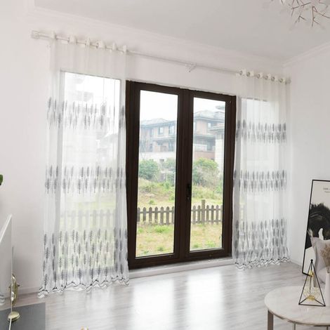 Rideaux en polyester, cantonnières en voile, décoration pour chambre et salon (bleu) (1/5)