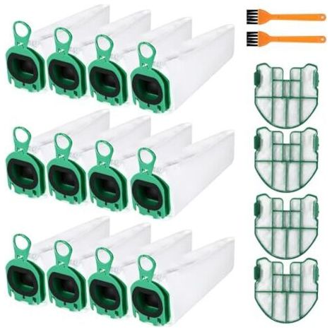 12er-Pack Staubsaugerbeutel für Vorwerk Folletto VB100 FP100, mit 4 Motorfiltern, 2 Bürsten, Filtertüte, Ersatzteil für Vorwerk Folletto VB 100 FP 100 Staubsauger (1/5)