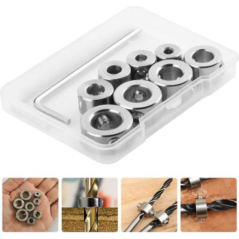 8Pcs Goujon en Acier pour Le Travail Du Bois Anneau de Localisation S'arrête Positionneur Arbre Limite Outil de Butée en Acier Inoxydable Collier de Profondeur Espacement Du (1/5)