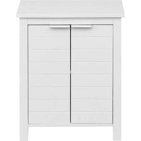 Rebecca Mobili Mobiletto da Bagno Salvaspazio in Legno Bianco a Terra 2 Ante 2 Ripiano Moderno (1/5)
