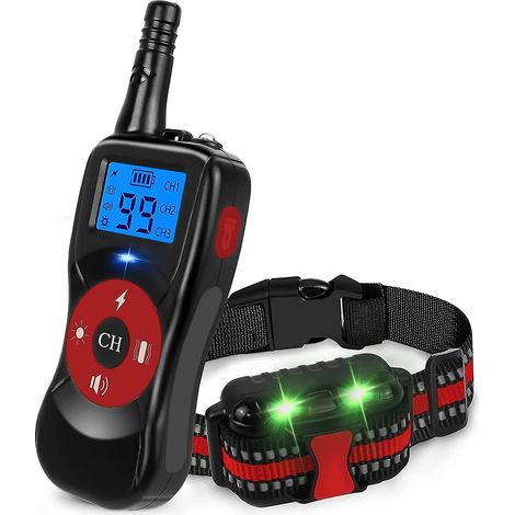 Collier de dressage pour chien rechargeable avec télécommande, 3+1 modes de dressage et une portée de 500 m, convient aux chiens de petite, moyenne et grande taille. (1/5)