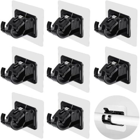 Ensemble de 8 Support Tringle Rideaux Tringle Rideau Support Rideau sans Percage Support de Tringle à Rideau Auto-adhésif Convient pour Cuisine, Rideaux, Salle de bain, Chambre à Coucher
