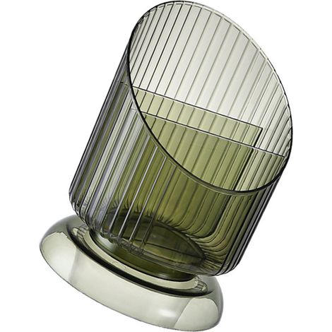 Porte-pinceaux de maquillage rond transparent en plastique, vert, taille unique. (1/5)