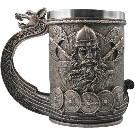 Bierkrug mit Wikinger-Runen, Imitation eines Piraten-Nordischen Dekors, Kaffeetasse für Männer