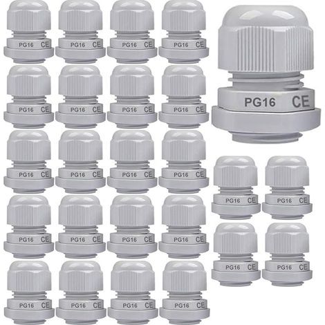 25pcs PG16 Presse-étoupe, Joint de Presse-étoupe en Plastique étanche IP68 Réglable 8.5-14 mm avec Joints en Caoutchouc, Connecteur de Fil M22 1.5, Protecteur de Fil (Blanc) (1/5)