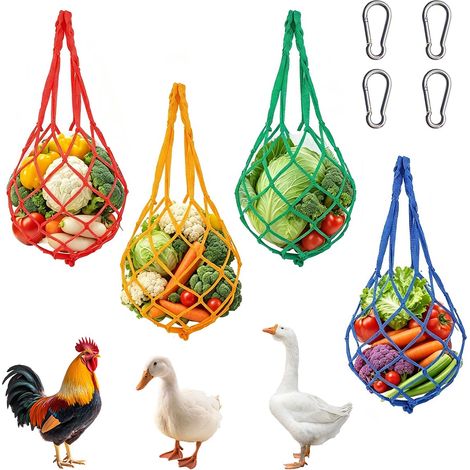 4 Pièces Filet à Suspendre pour Poulet avec Crochet, 60 cm Sac Filet Poules (1/5)