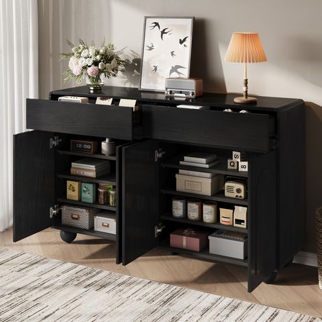 Madia con 2 cassetti e 4 ante in MDF 140x38x89 cm OKMYHOME (1/5)